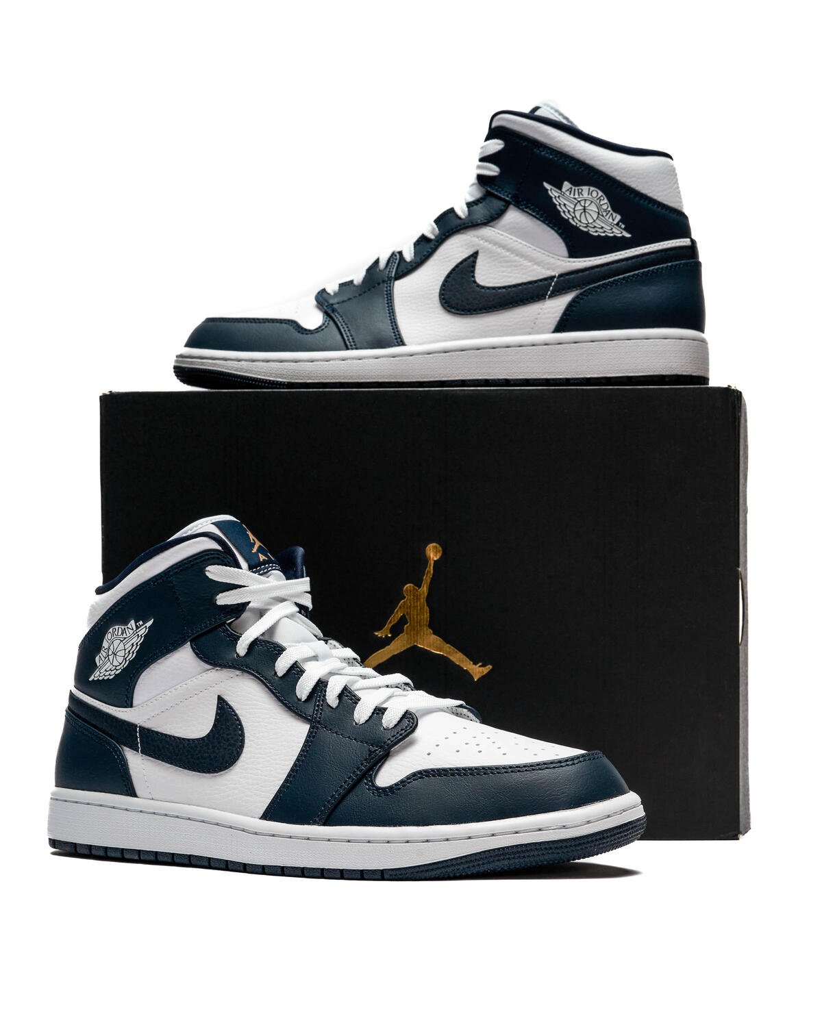 Air jordan 1 mid (white / metallic gold - obsidian) best sale